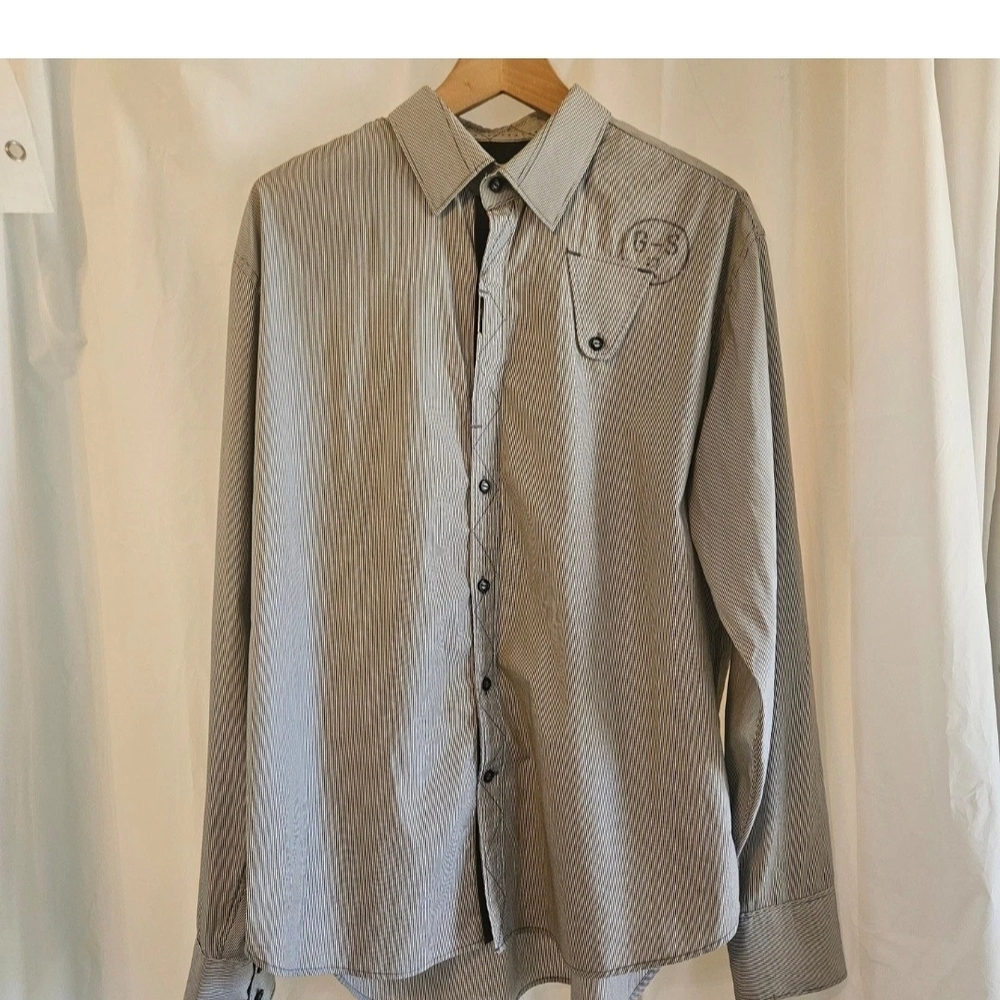 G-Star Raw Long Sleeve Shirt Men XXL Grey Dress Shirt